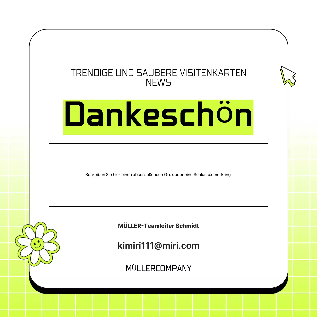 Einfaches Geschäftsanschreiben in Chartreuse und Weiß