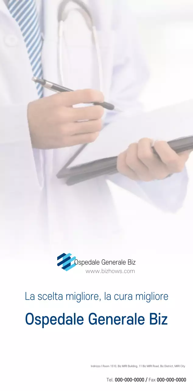 Calendario promozionale dell'ospedale semplice, bianco e blu