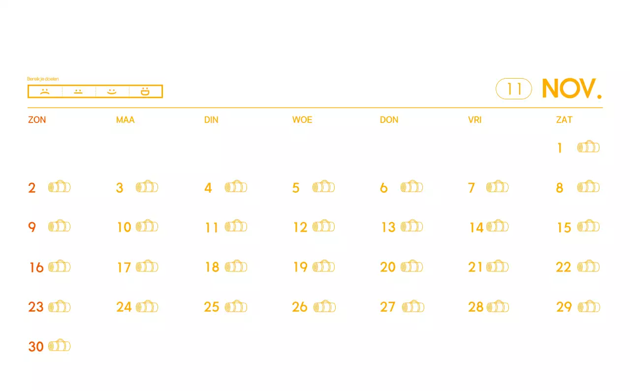 Oranje Minimalistische Yoga Promotiekalender