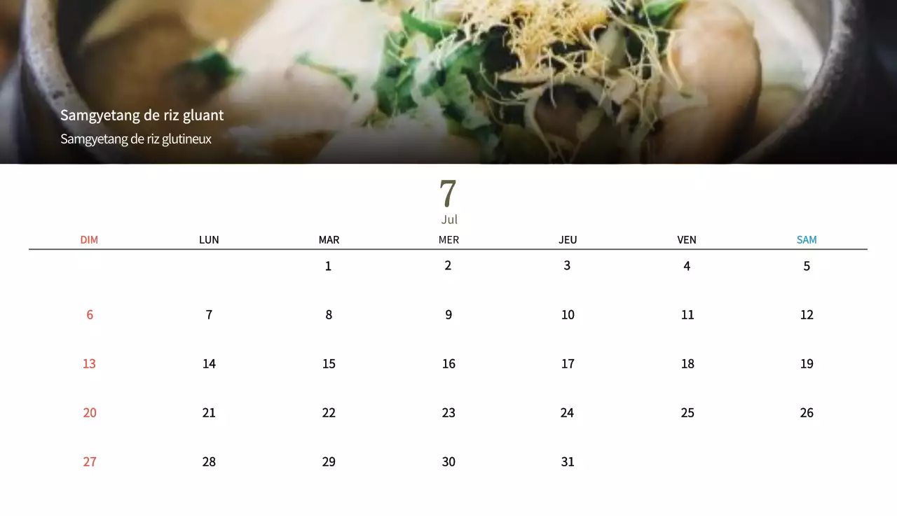 Calendrier de l'alimentation traditionnelle beige