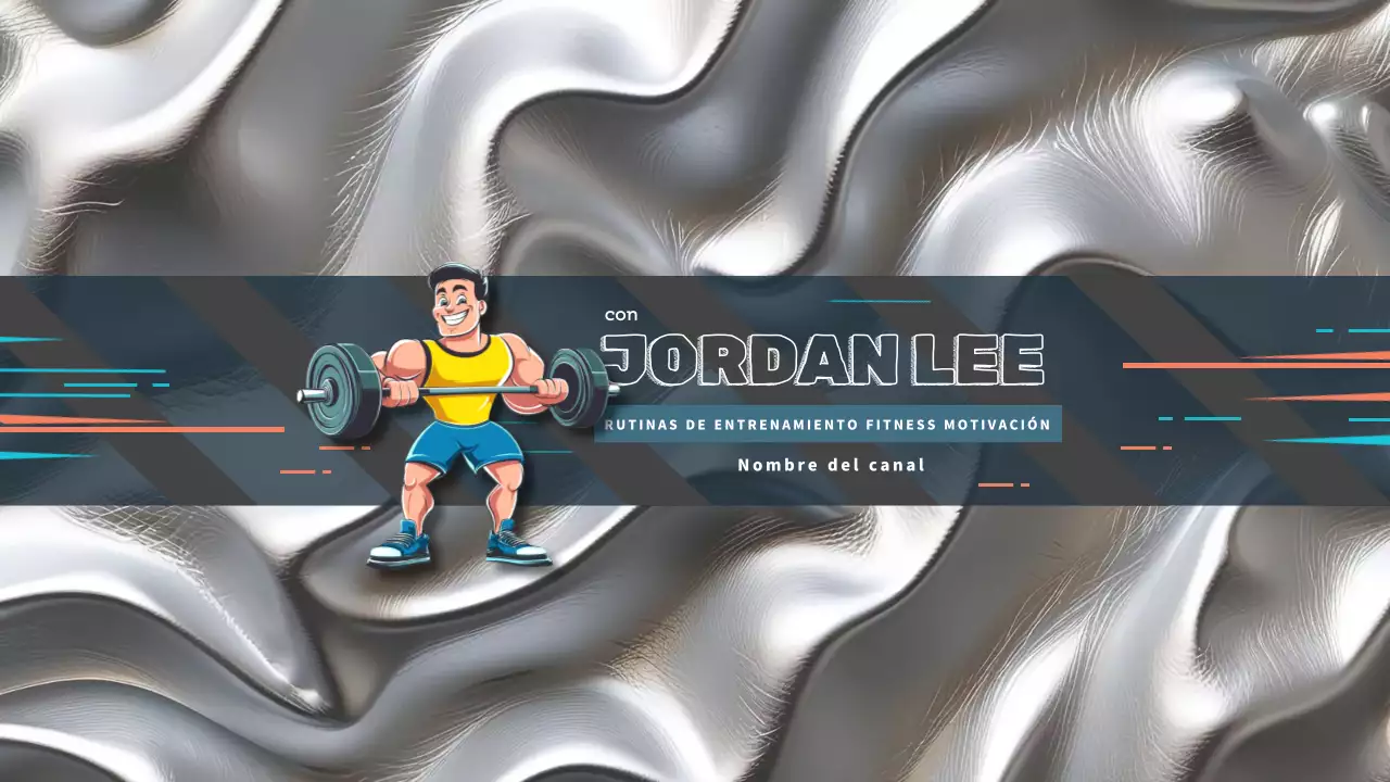 azul naranja amarillo fitness plantilla de canal youtube estilo cartoon