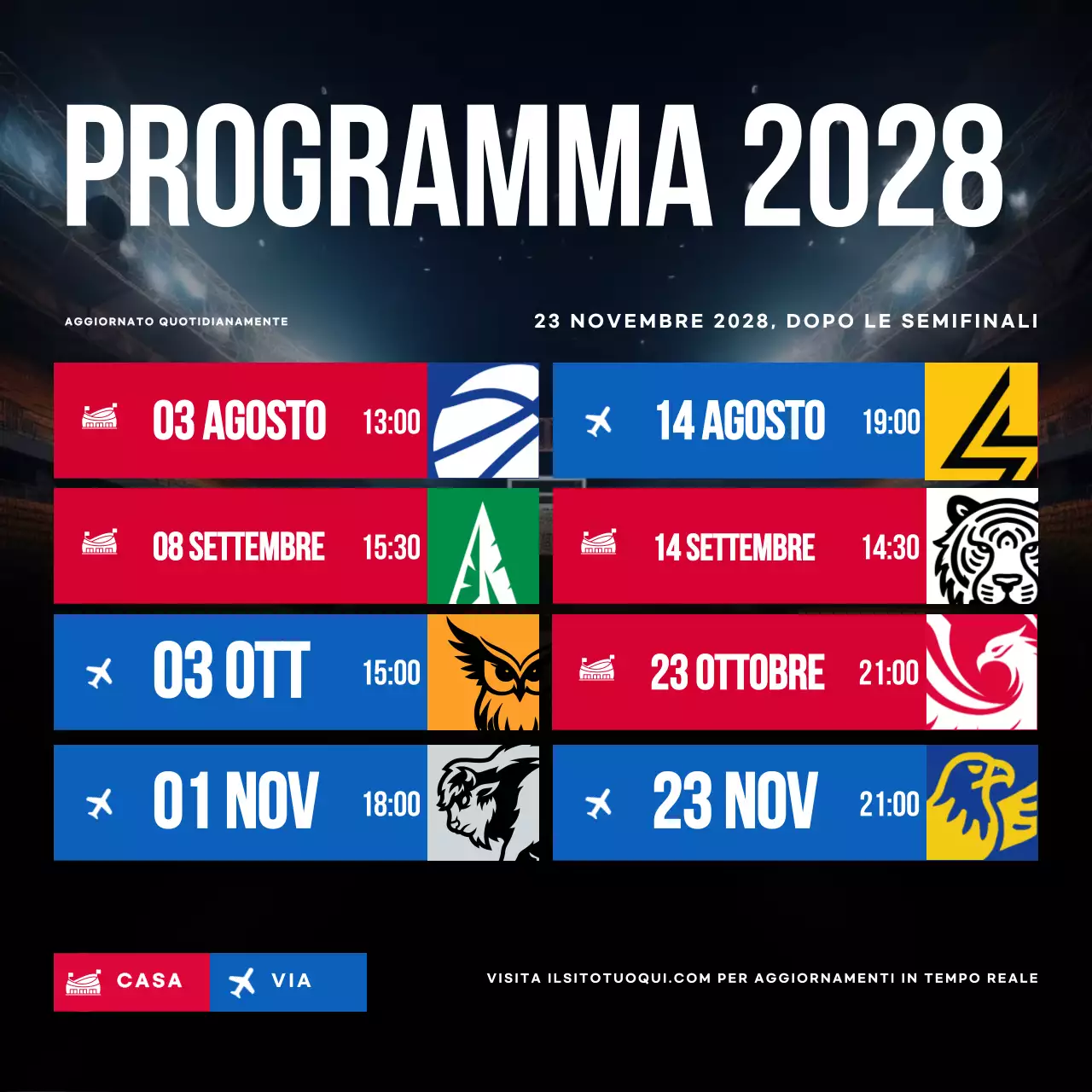 calendario basket moderno blu rosso