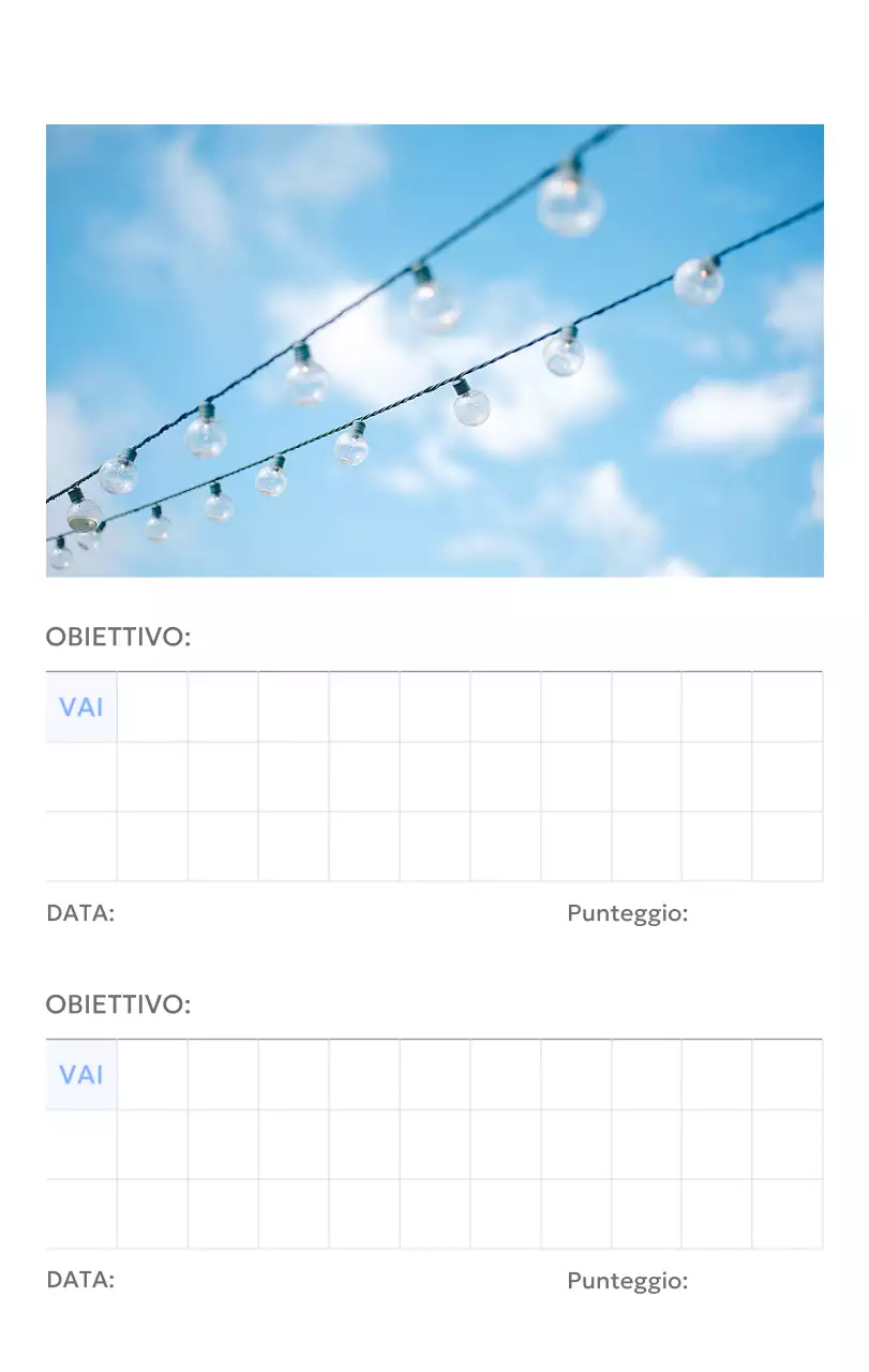 Calendario con foto tracciatore di obiettivi con un tocco di blu