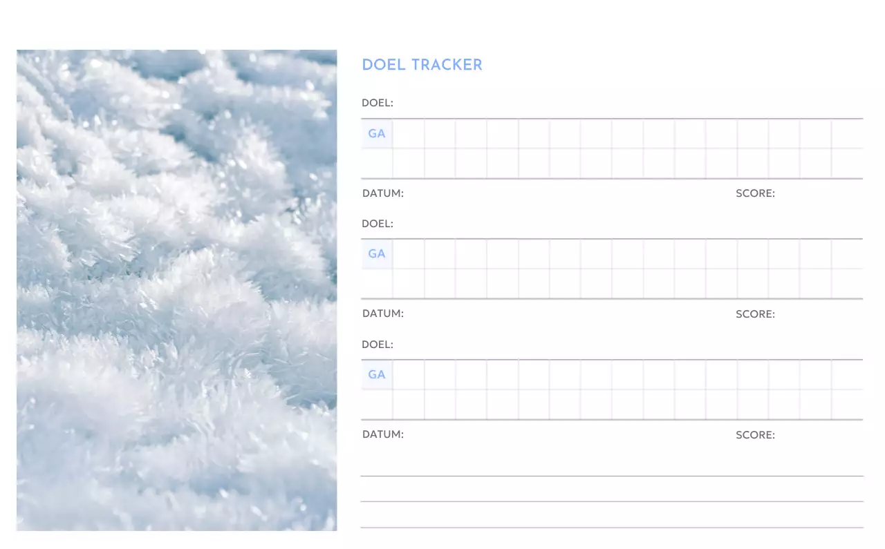 Photo goal tracker kalender met een vleugje blauw