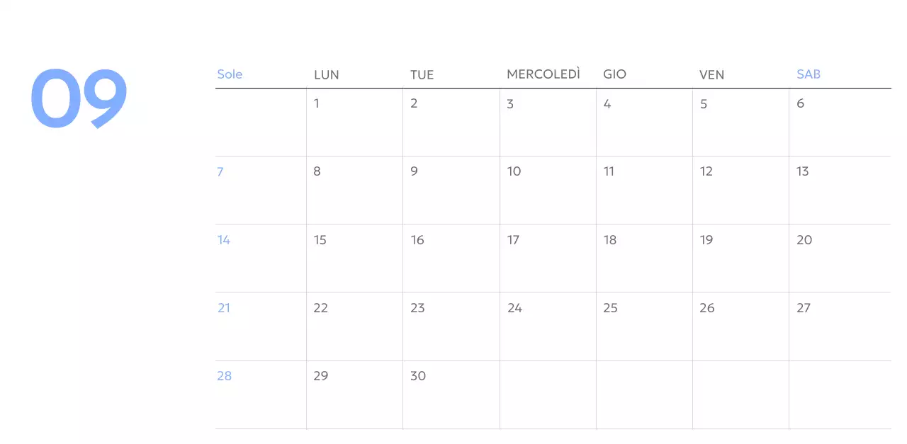 Calendario con foto tracciatore di obiettivi con un tocco di blu