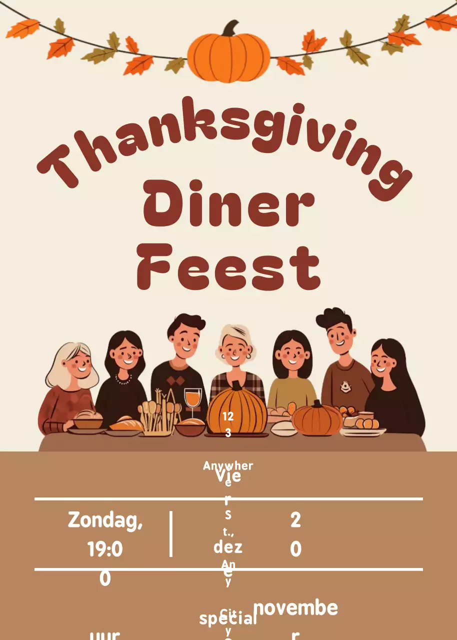 oranje retro uitnodiging voor Thanksgiving