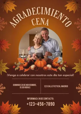 Invitación rústica marrón para la cena de Acción de Gracias