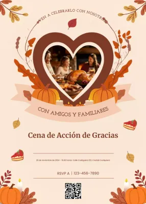 Invitación marrón para la cena de Acción de Gracias
