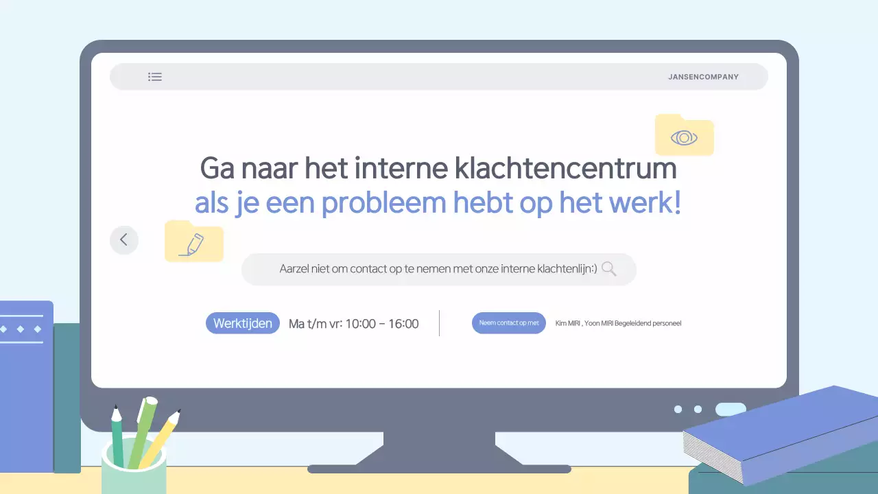 Eenvoudig, lichtblauw trainingsmateriaal voor preventie van intimidatie op de werkplek