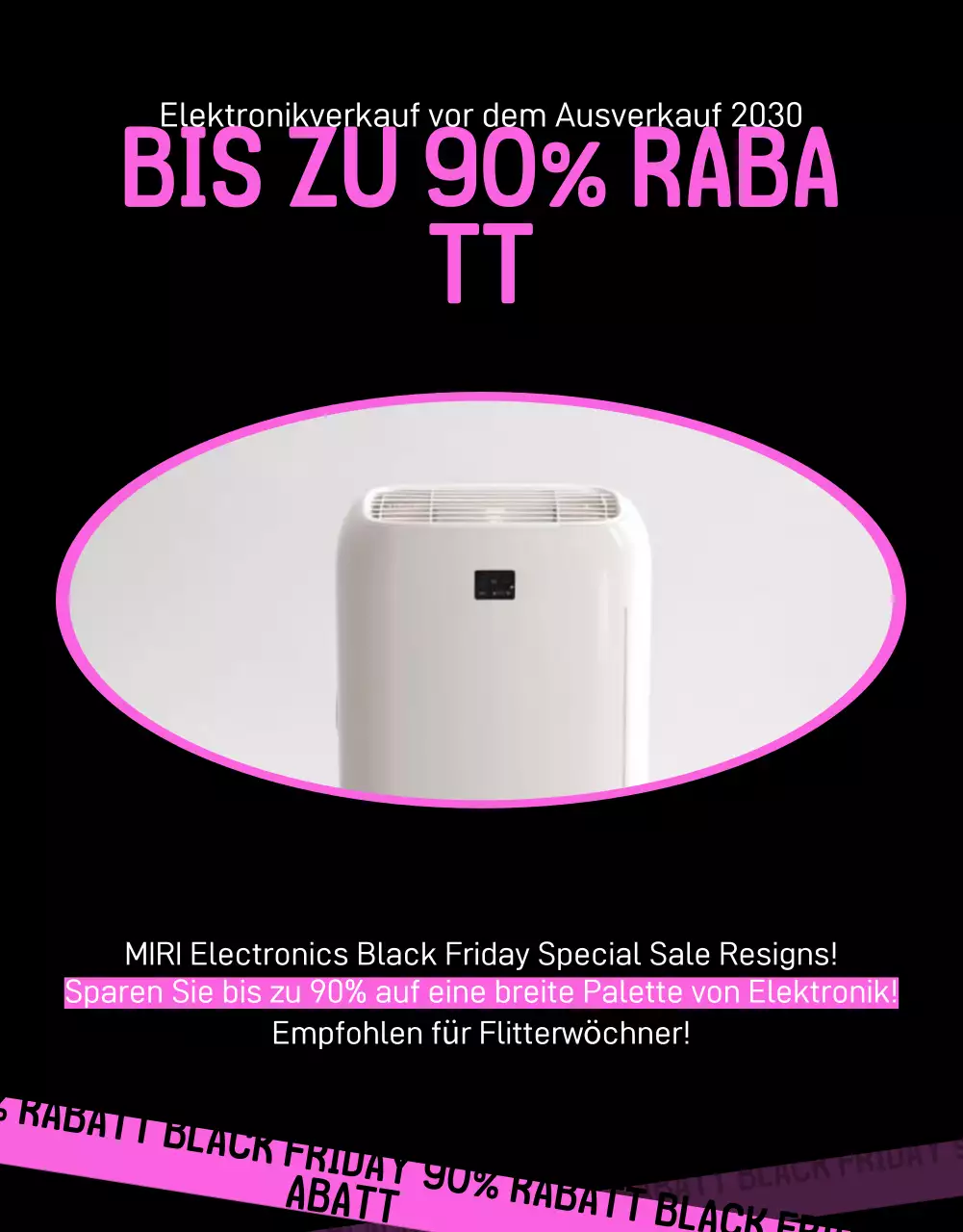 Kitschige Black Friday-Ausverkaufsanzeige in Schwarz und Pink