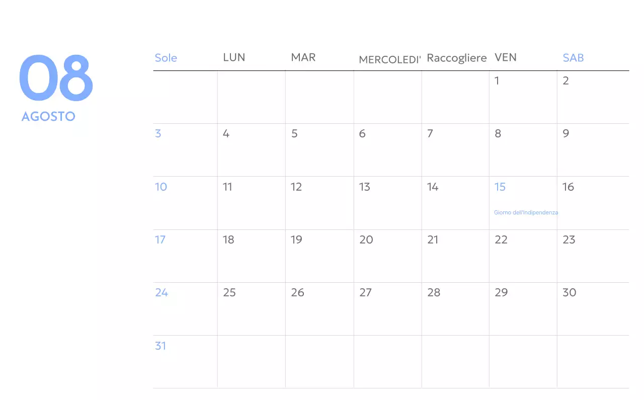 Calendario con foto tracciatore di obiettivi con un tocco di blu