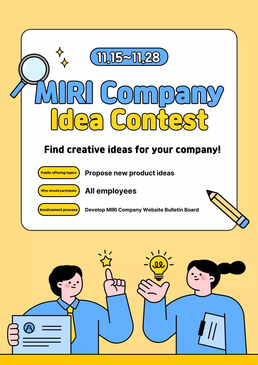 Poster thông báo cuộc thi ý tưởng hiện đại màu vàng