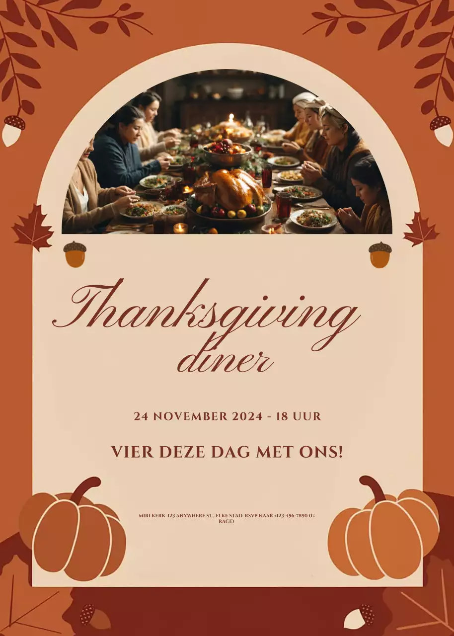 bruine traditionele uitnodiging voor Thanksgiving