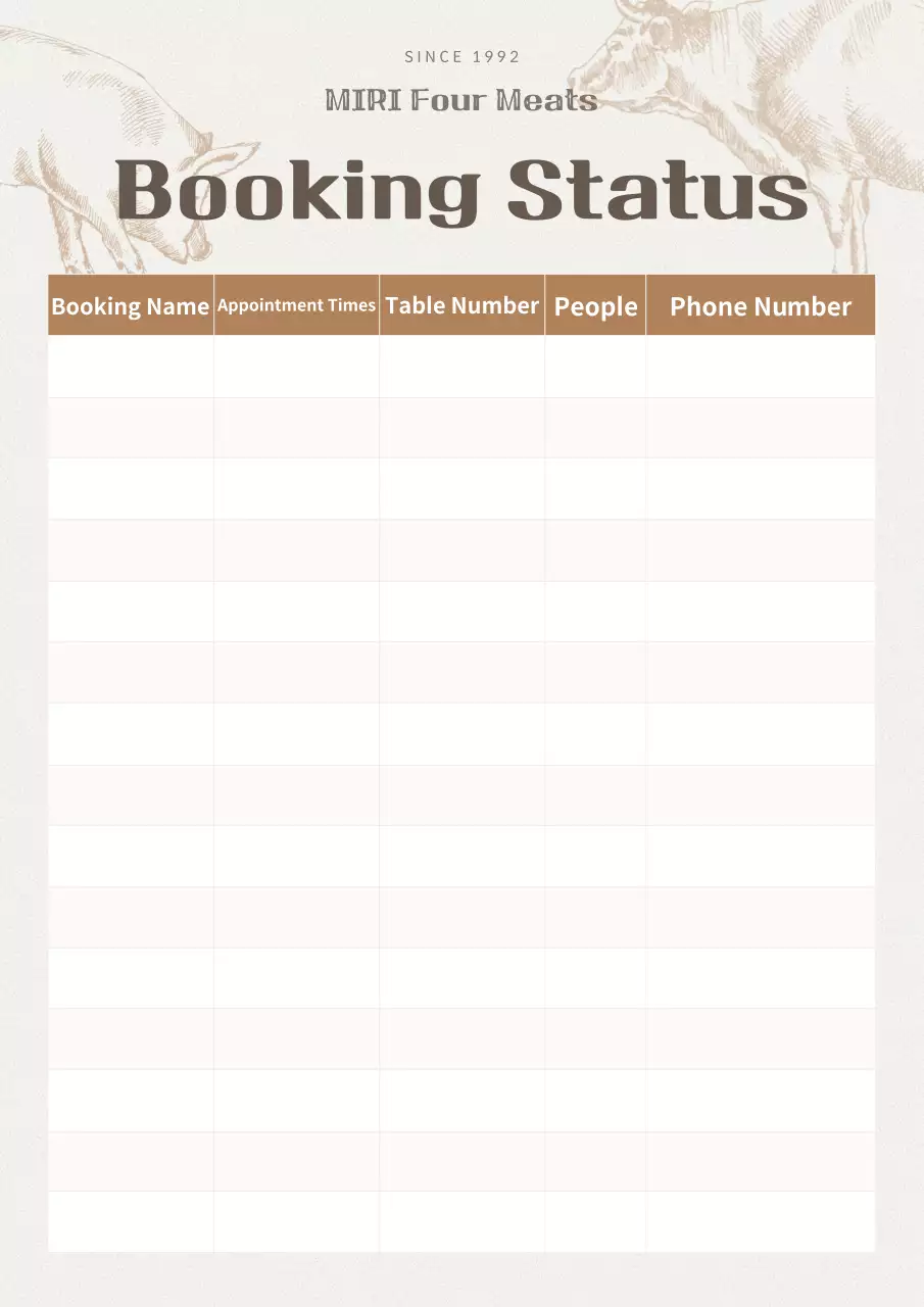 Lịch Đặt Phòng Đơn Giản Màu Be