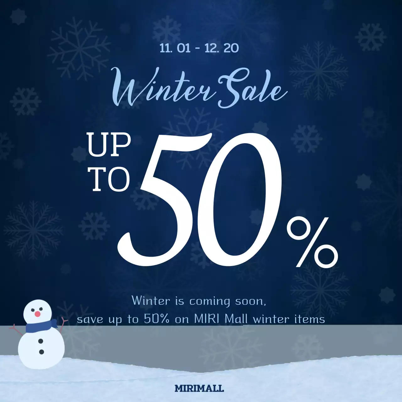 Bài đăng trên mạng xã hội khuyến mãi mùa đông hiện đại màu xanh