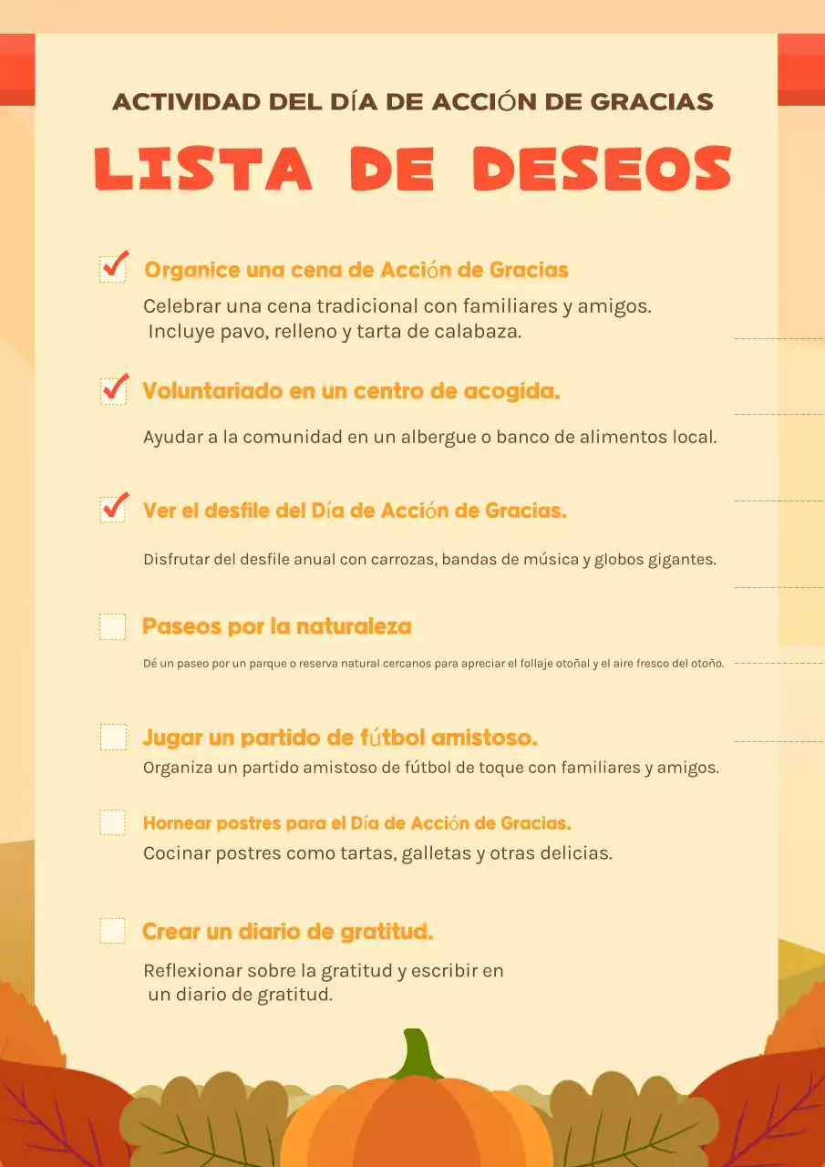 planificador naranja de vacaciones de otoño