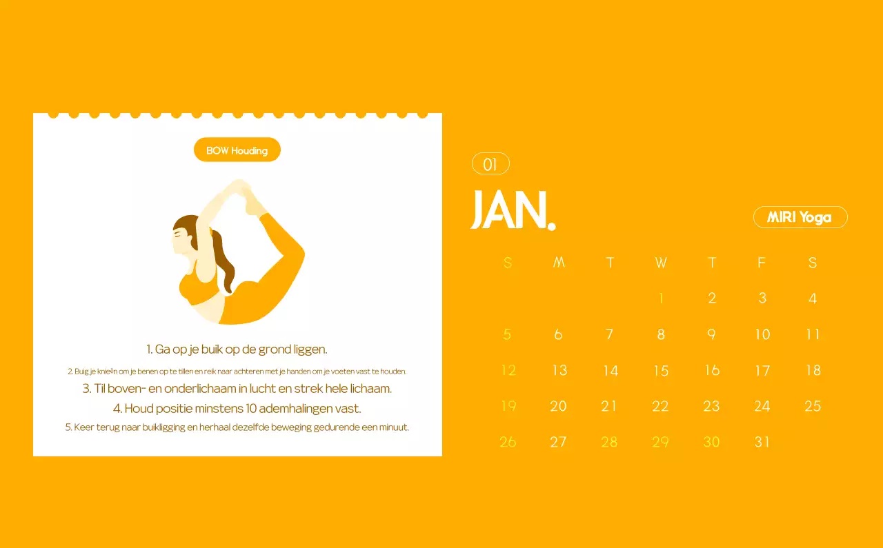 Oranje Minimalistische Yoga Promotiekalender