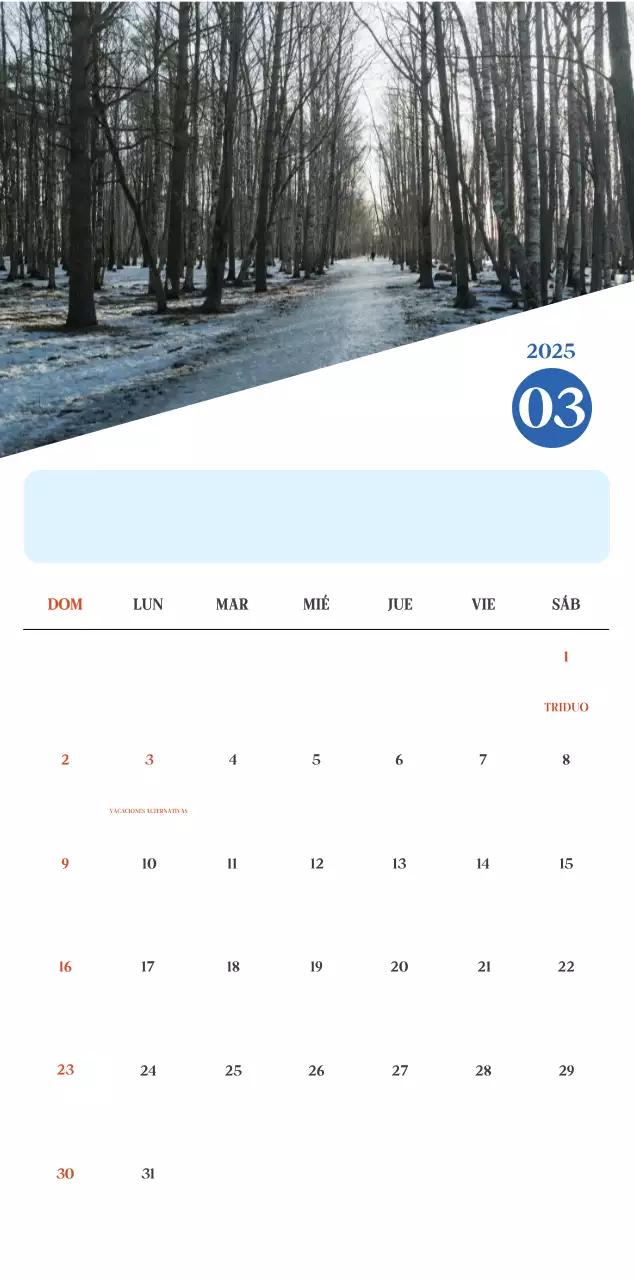 Calendario del Hospital Moderno Azul