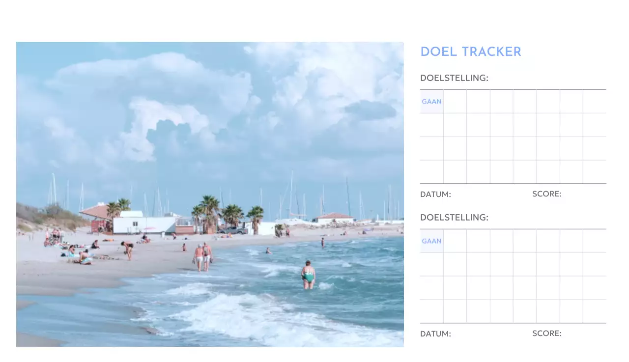 Photo goal tracker kalender met een vleugje blauw