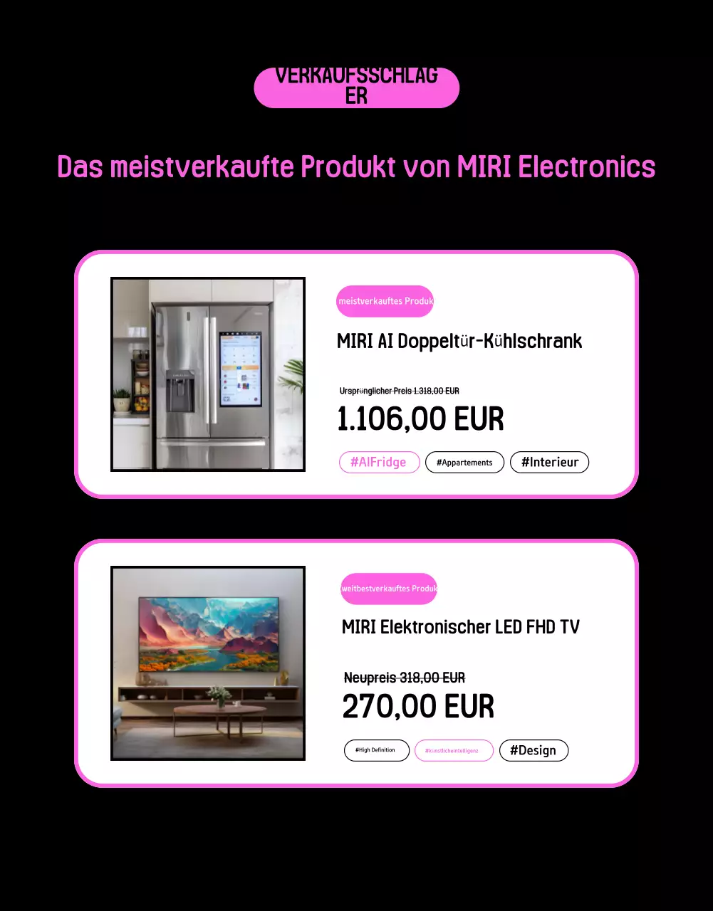 Kitschige Black Friday-Ausverkaufsanzeige in Schwarz und Pink