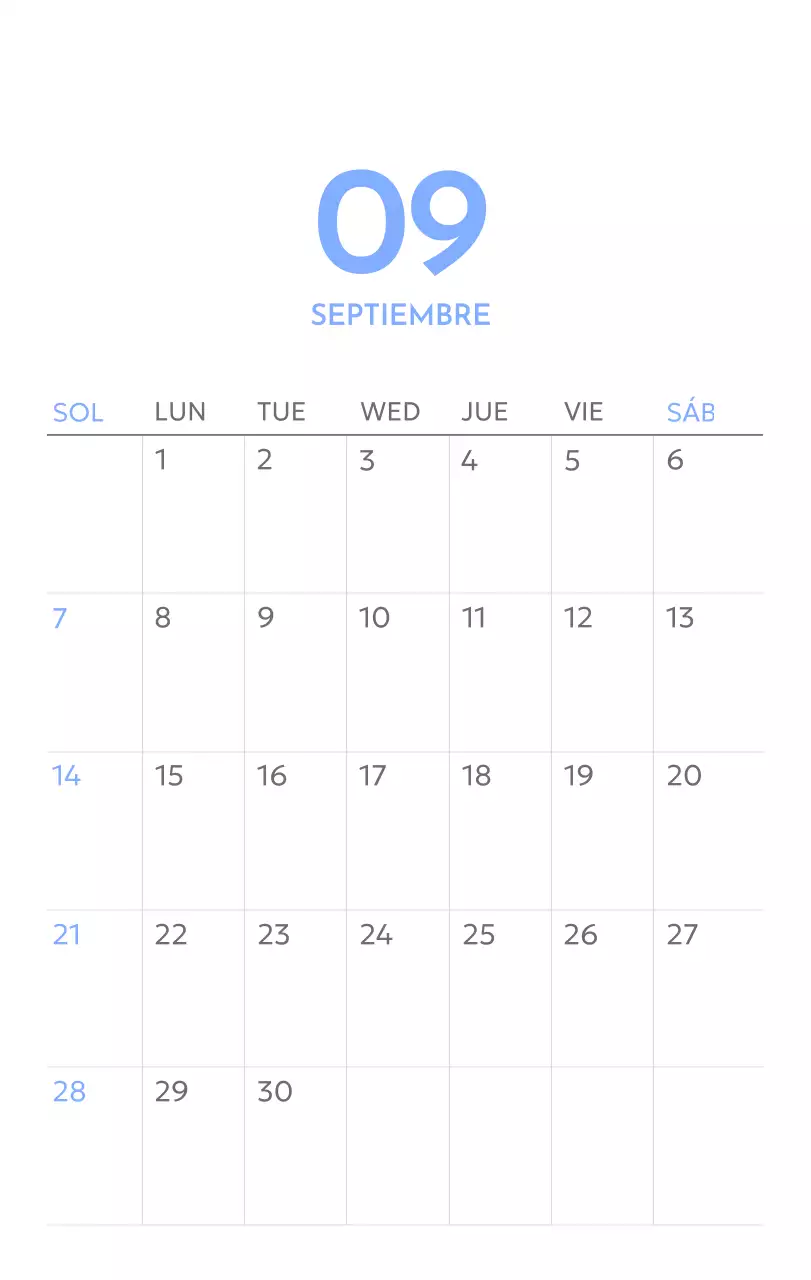 Calendario fotográfico de seguimiento de objetivos con un toque de azul