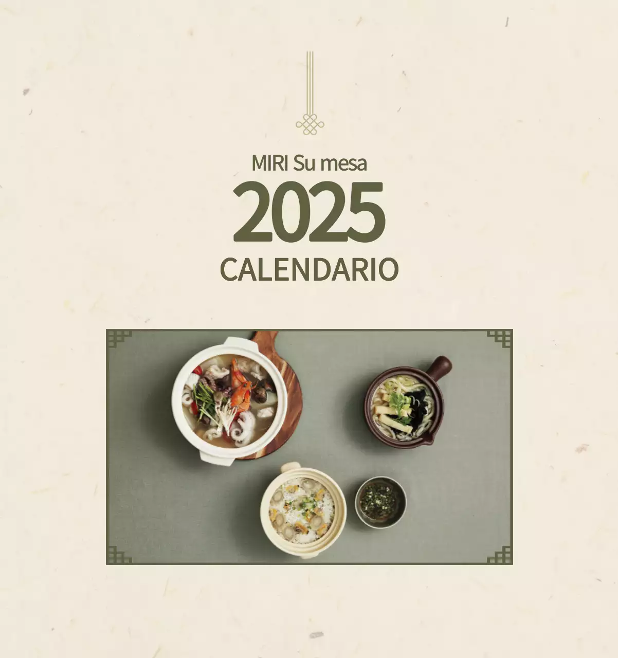 Calendario de comidas tradicionales en beige