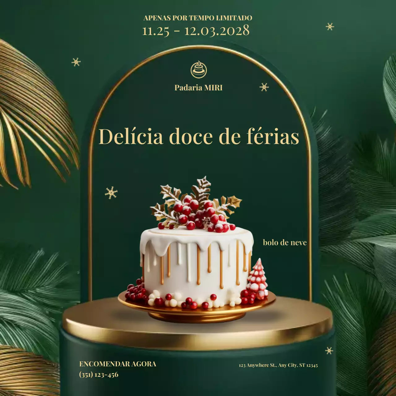 Promoção da loja de bolos Green Holiday Sweet Delight