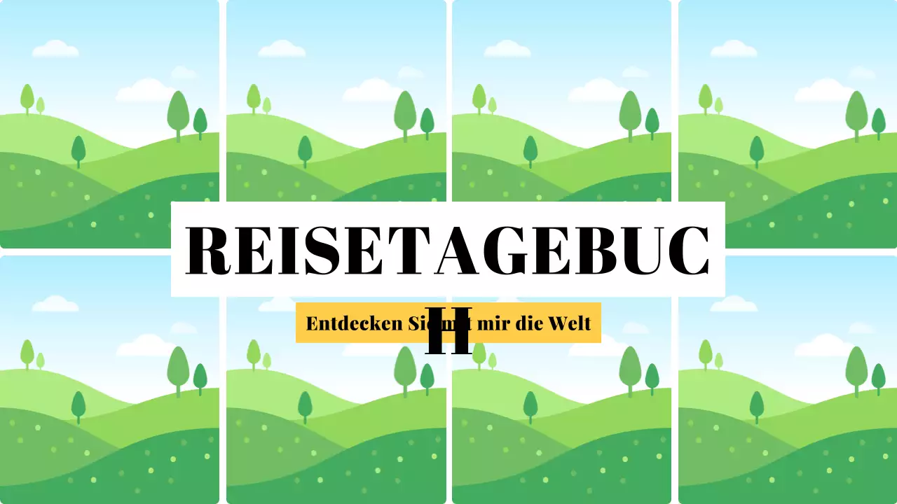 blau gelb ästhetisches Reisetagebuch moderner Stil