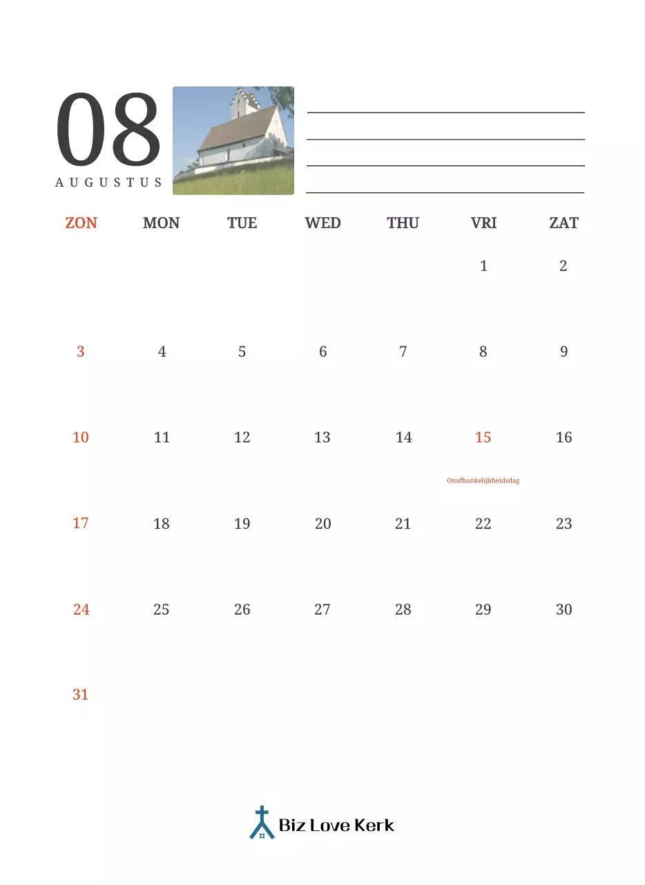 Een fotografische conceptkalender met kerken in landschapsschilderijen