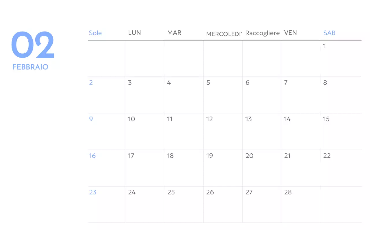 Calendario con foto tracciatore di obiettivi con un tocco di blu