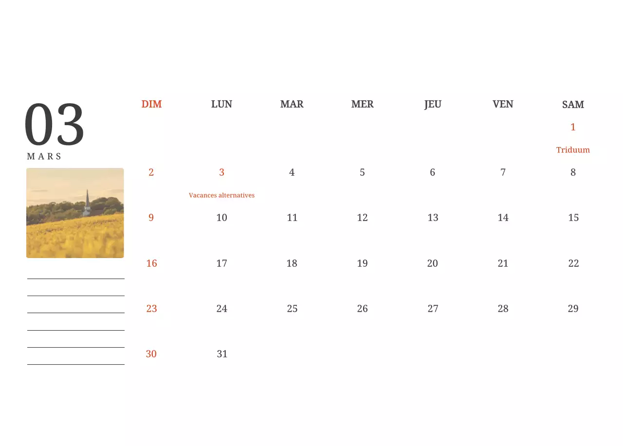 Calendrier photographique conceptuel mettant en scène des églises dans des paysages.