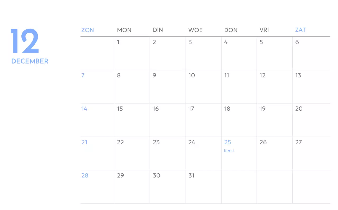 Photo goal tracker kalender met een vleugje blauw