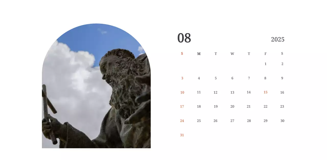 A photographic concept calendar featuring a church in a landscape painting