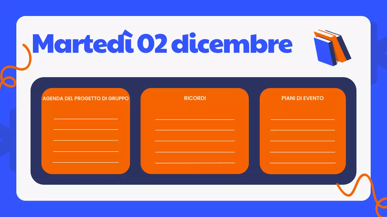 Presentazione dell'agenda di classe moderna blu