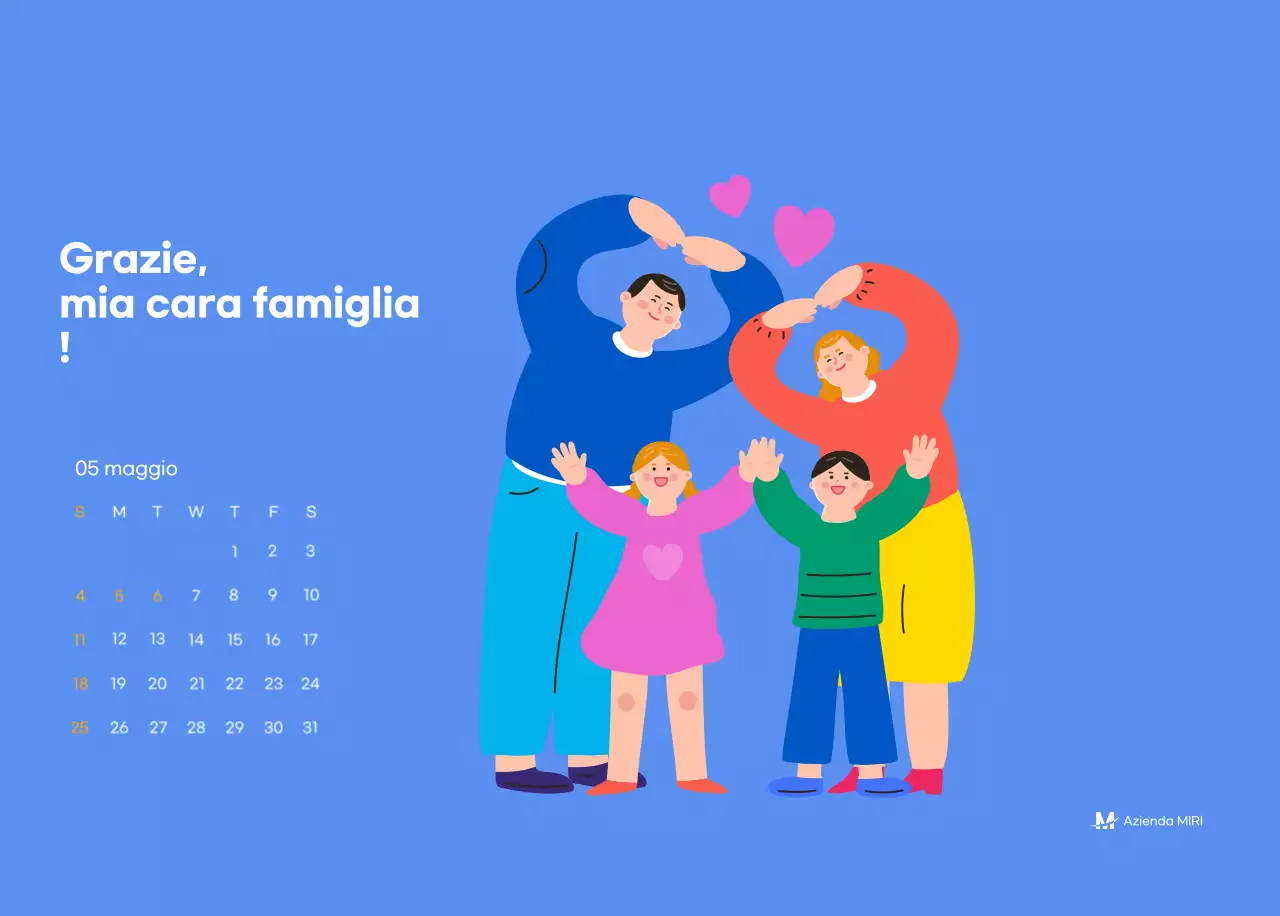 Calendario motivazionale con illustrazioni energetiche e citazioni positive su sfondo azzurro
