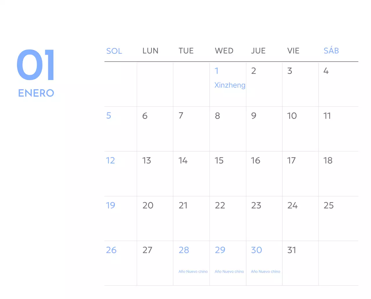 Calendario fotográfico de seguimiento de objetivos con un toque de azul