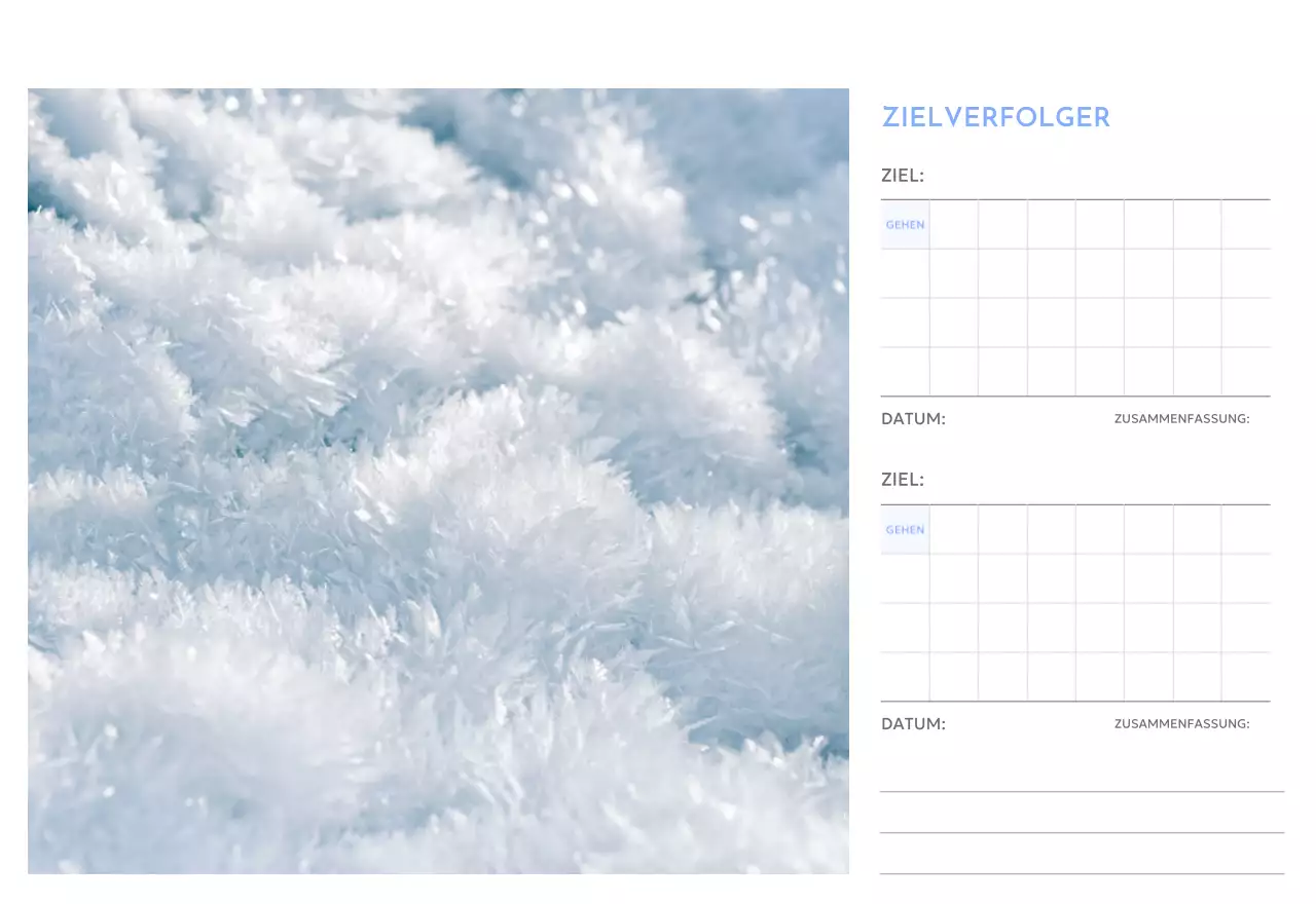 Foto-Zielverfolgungskalender mit einem Hauch von Blau
