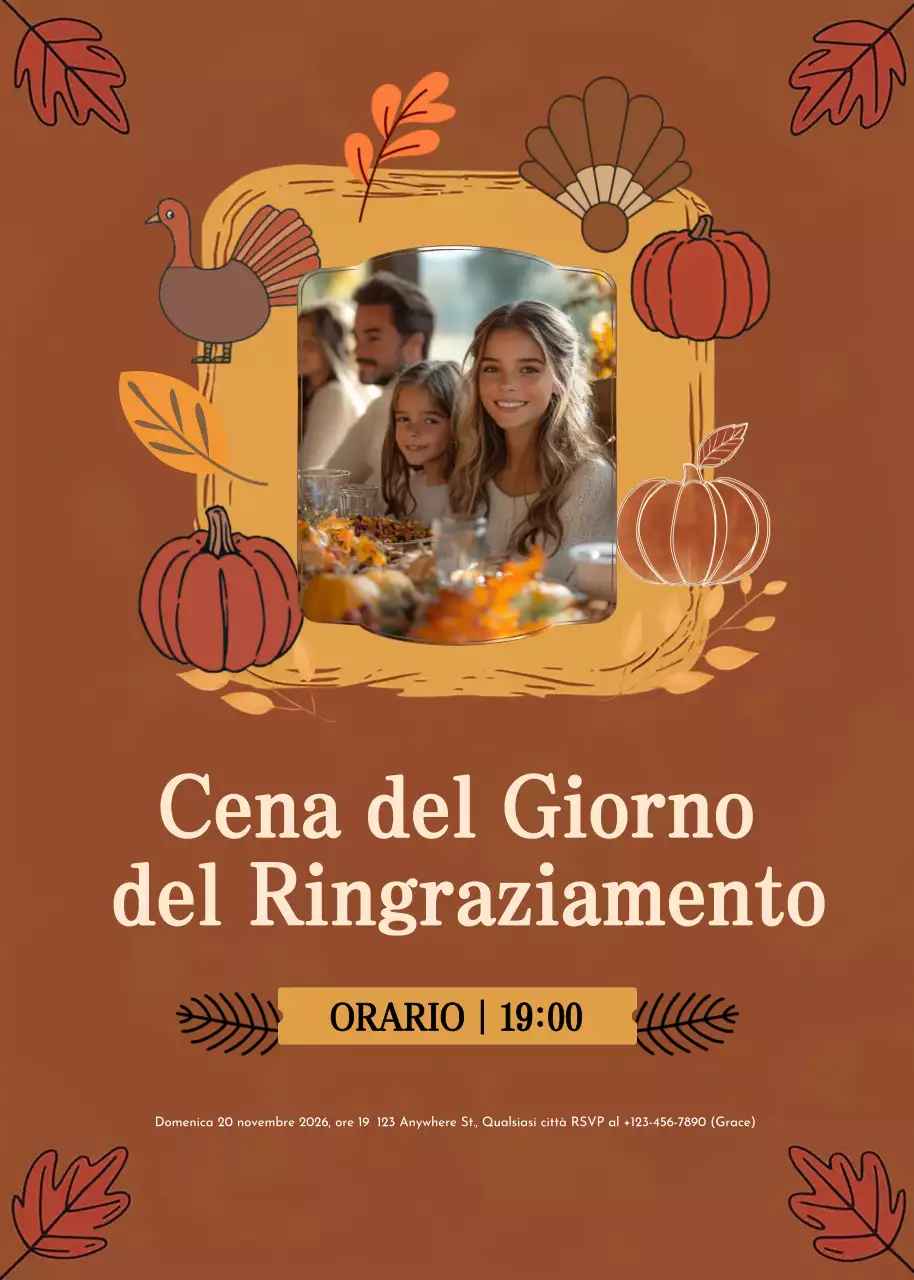 Invito tradizionale al Ringraziamento di colore marrone