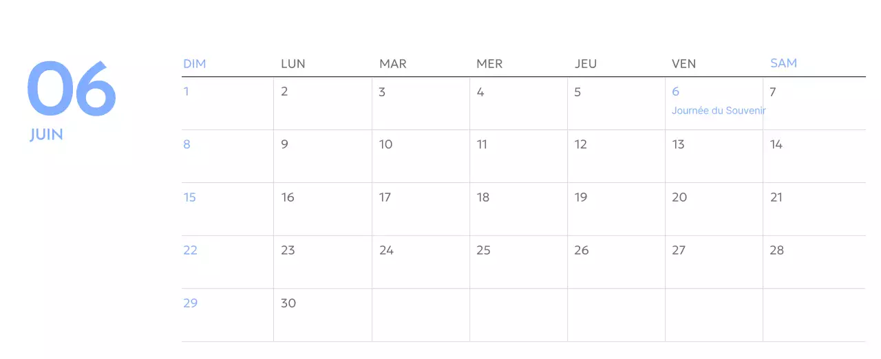 Calendrier photo de suivi des objectifs avec une touche de bleu
