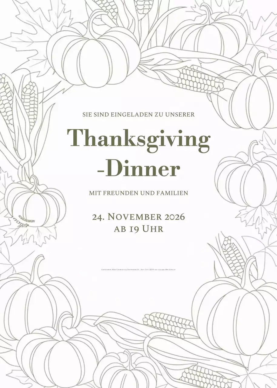 beige traditionelle Thanksgiving-Einladung