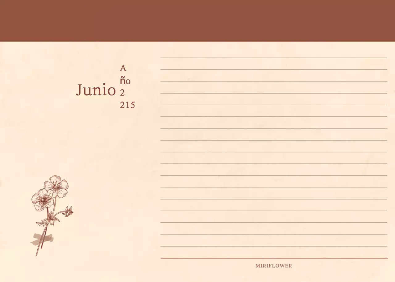 Un calendario sentimental de floristería en concepto de papel tejido marrón claro y marrón