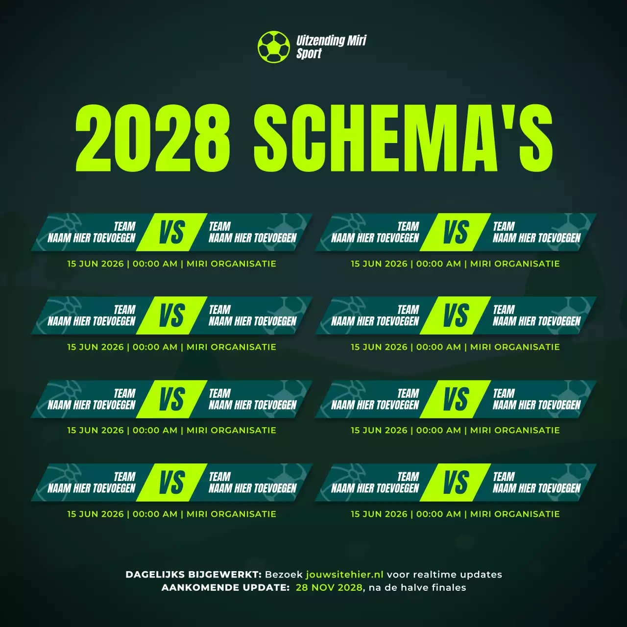 groene moderne sportkalender