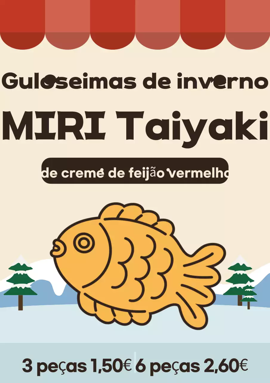 Anúncio de um snack tradicional bege