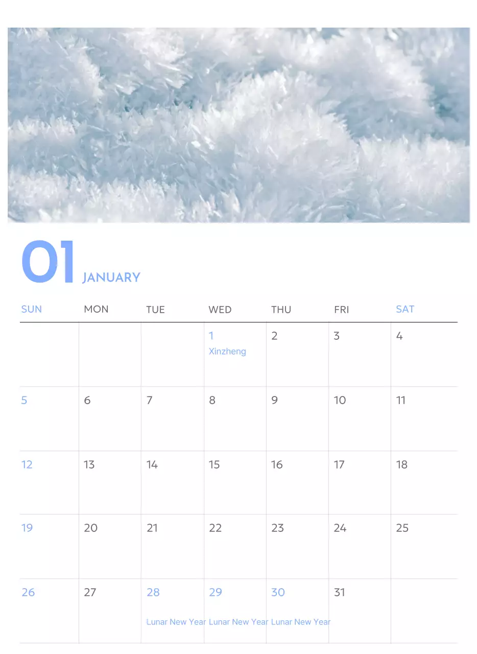 Kalender pelacak sasaran foto dengan percikan warna biru