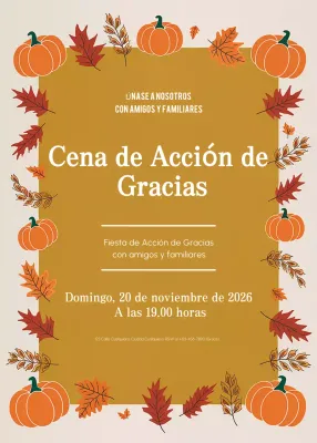 Invitación tradicional naranja de Acción de Gracias