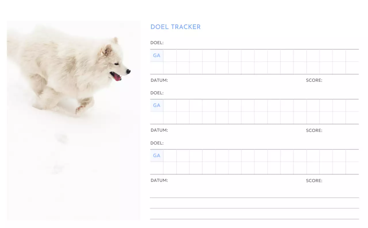 Photo goal tracker kalender met een vleugje blauw