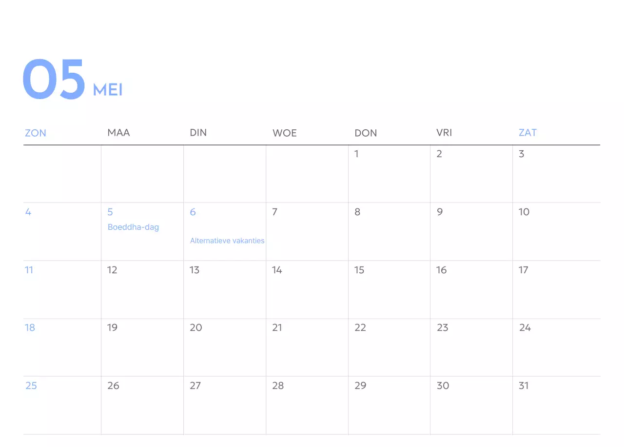 Photo goal tracker kalender met een vleugje blauw