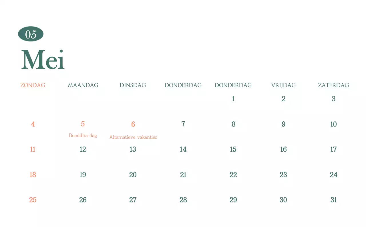 Een moderne cafékalender met aanbevelingen voor de drank van de maand