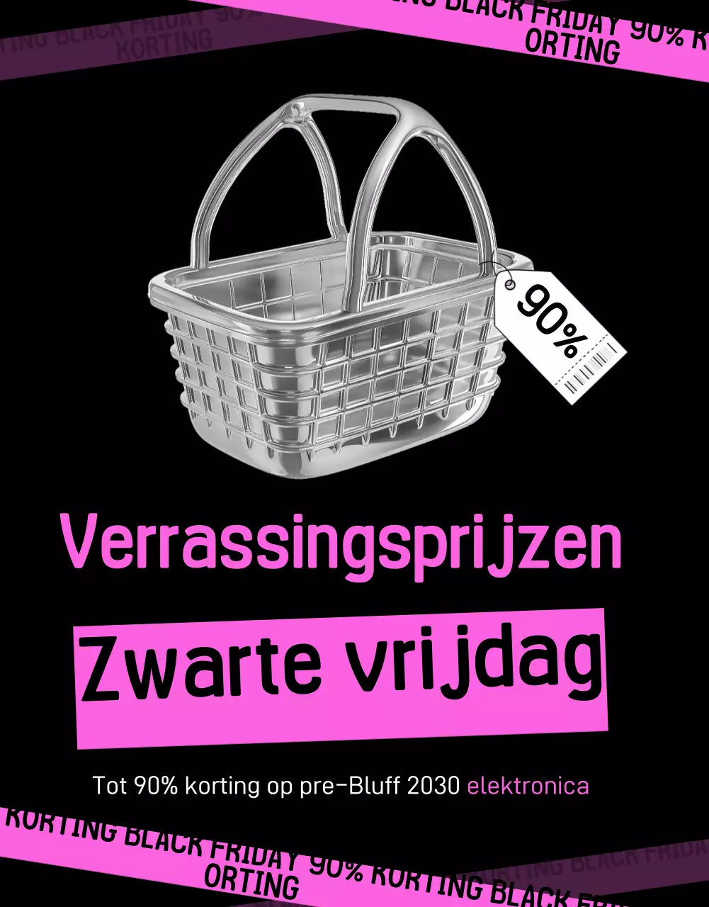 Kitscherige Black Friday-verkoopadvertentie in zwart en hot pink