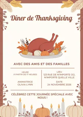 invitation à un dîner traditionnel marron